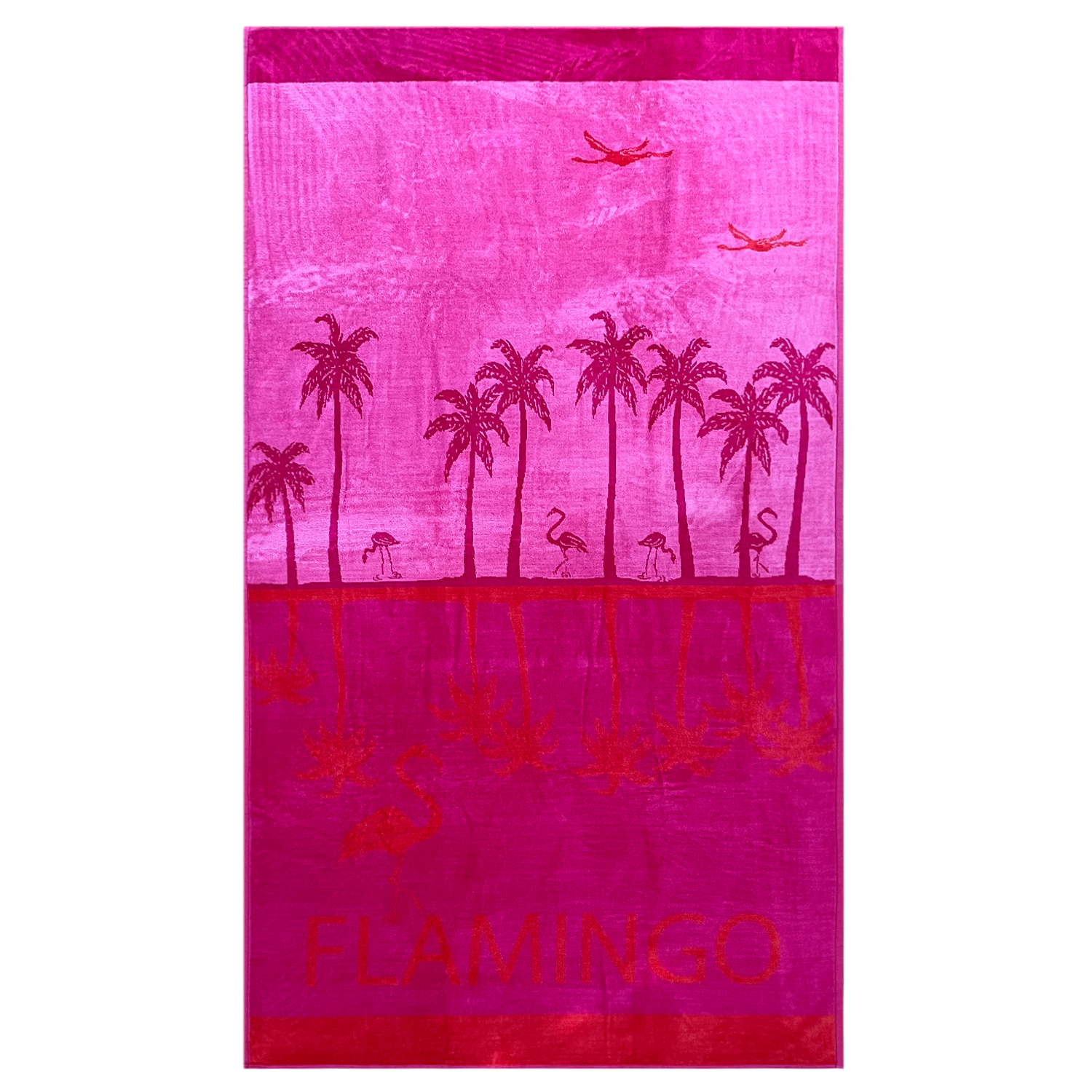 Serviette de plage éponge velours rose flamingo 86 x 160