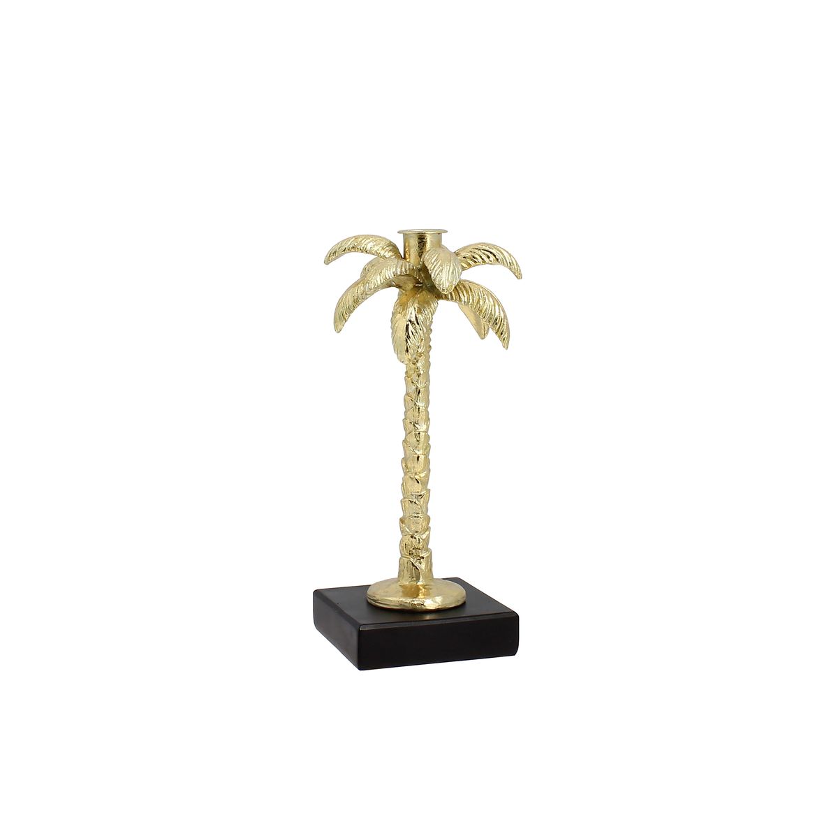 Chandelier palmier doré sur base en bois noir H24cm