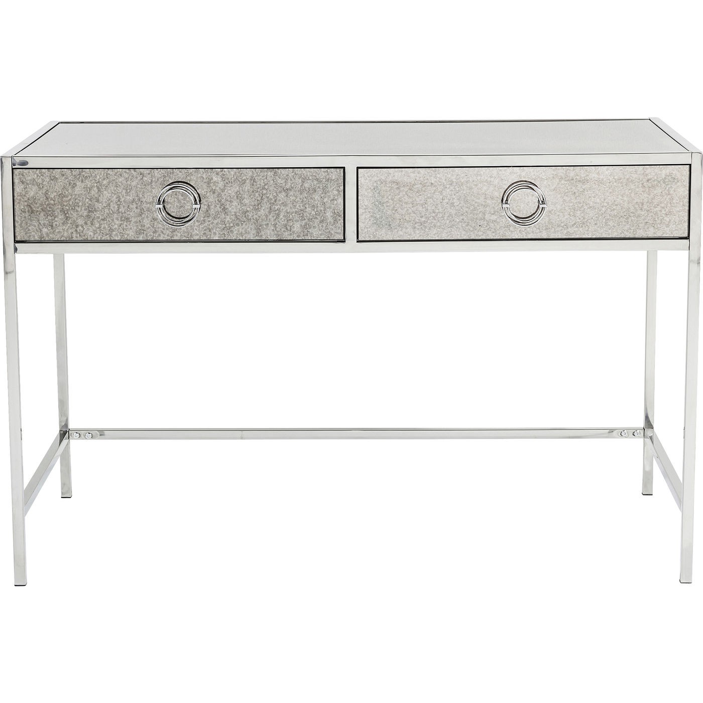 Bureau 2 tiroirs en verre miroir Bureau 2 tiroirs en verre miroir