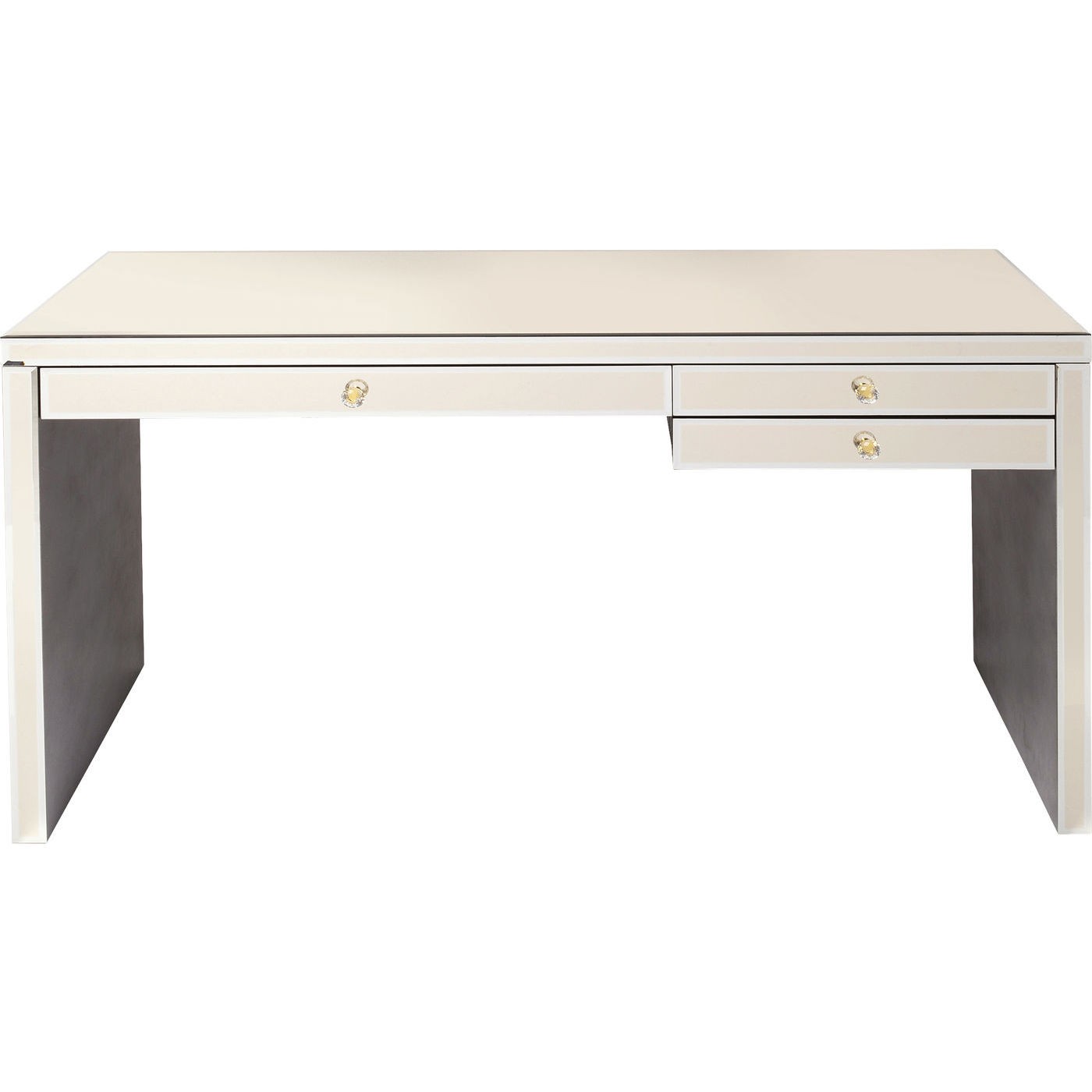 Bureau 3 tiroirs en verre miroir doré Bureau 3 tiroirs en verre miroir doré
