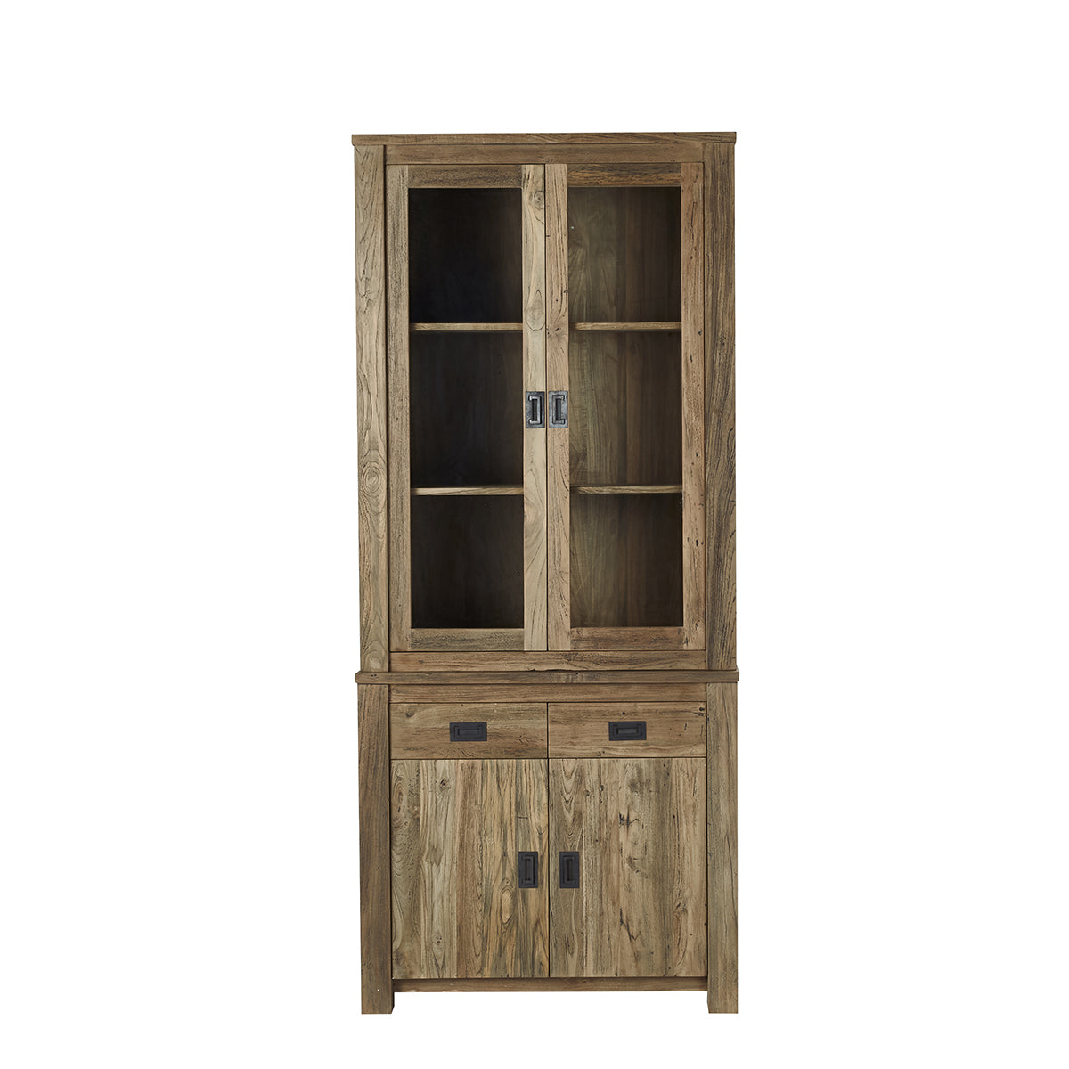 Vaisselier en bois de teck recyclé 4 portes 2 tiroirs
