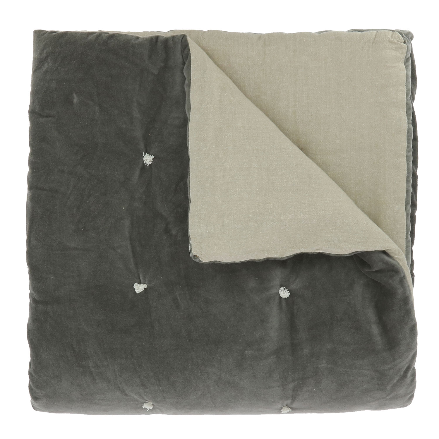 Edredon en velours de coton 90x200 cm anthracite Edredon en velours de coton 90x200 cm anthracite