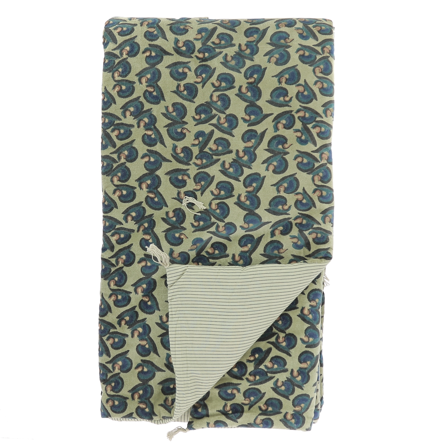 Edredon 90x200 cm en velours de coton imprimé beige