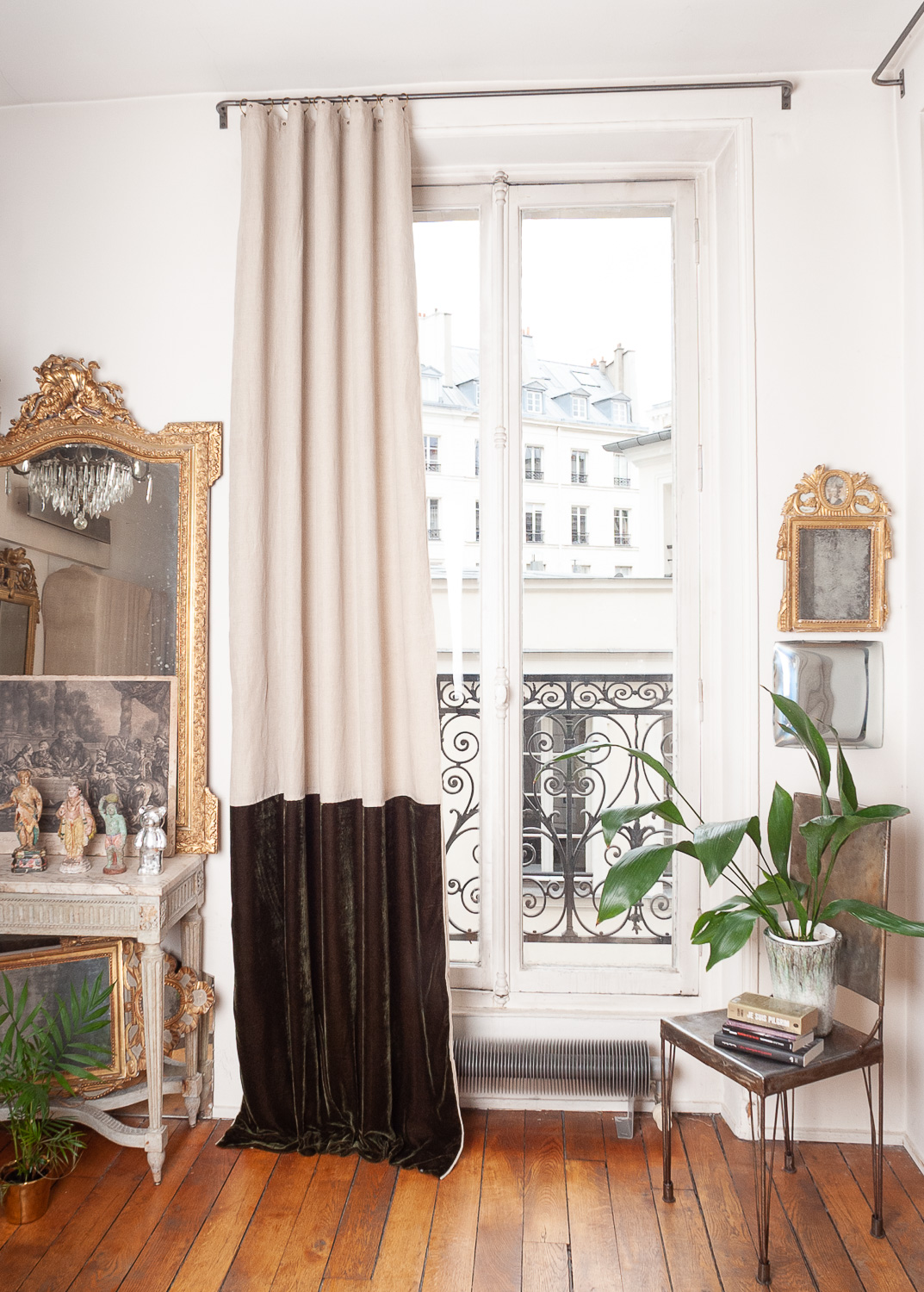 Rideau en velours de soie et lin 140x300cm olive noire Rideau en velours de soie et lin 140x300cm olive noire