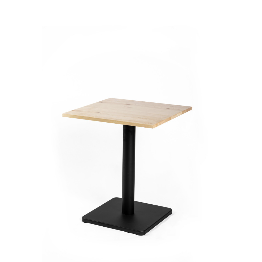 Table de bistrot carrée 60x60 métal et bois clair