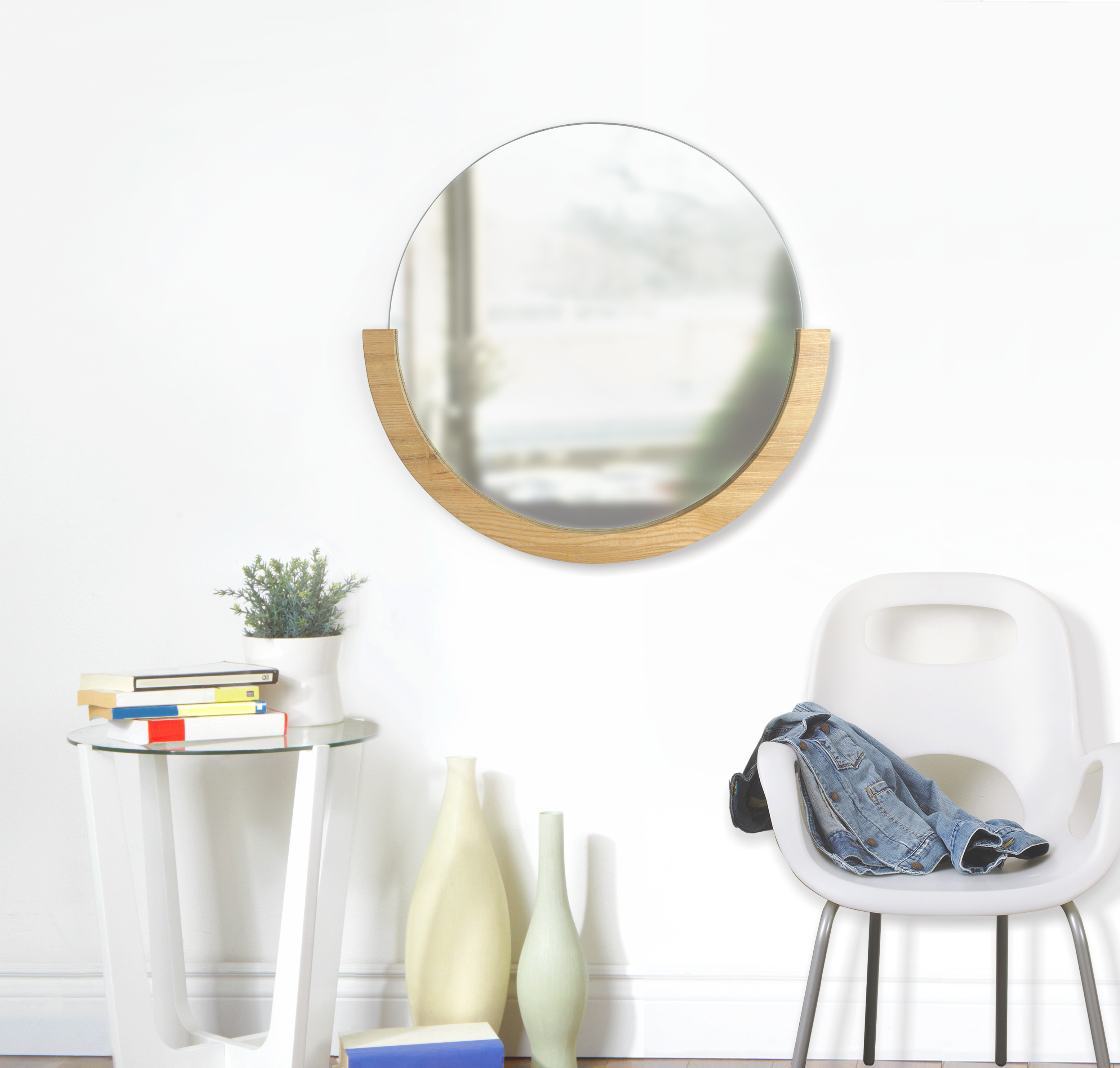 Miroir rond bois coloris bois naturel D 82cm