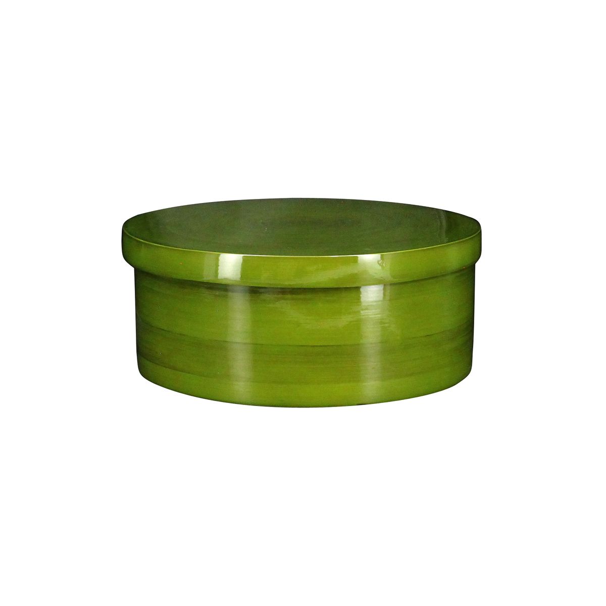 Boîte ronde en bambou vert olive 25x25cm Boîte ronde en bambou vert olive 25x25cm