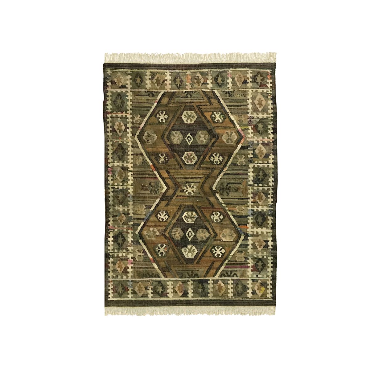 Tapis en coton tons vert et gris 170x240 Tapis en coton tons vert et gris 170x240