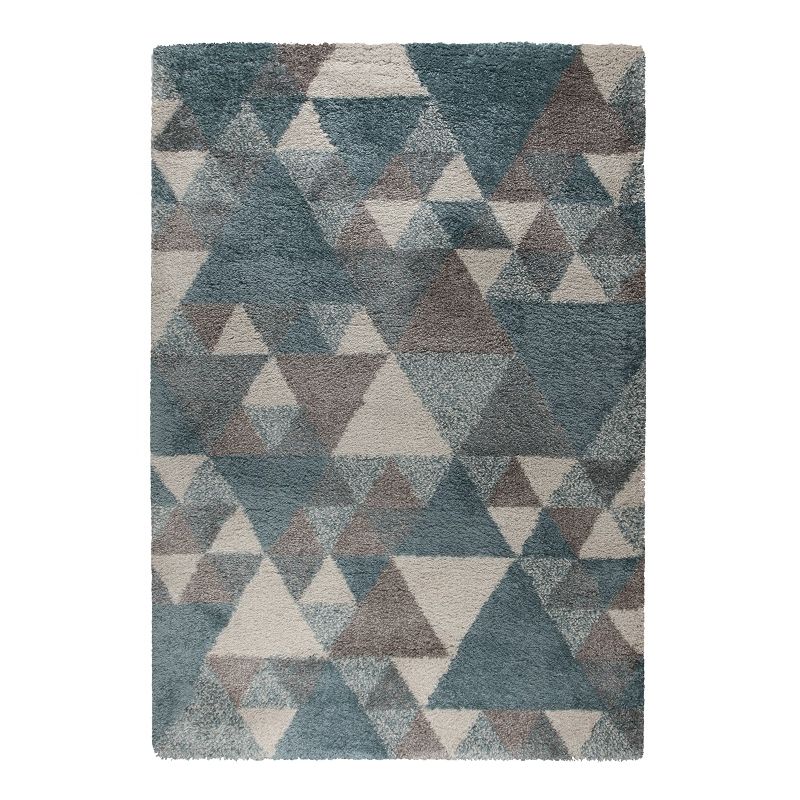 Tapis géométrique scandinave en polypropylène bleu 160x230 Tapis géométrique scandinave en polypropylène bleu 160x230