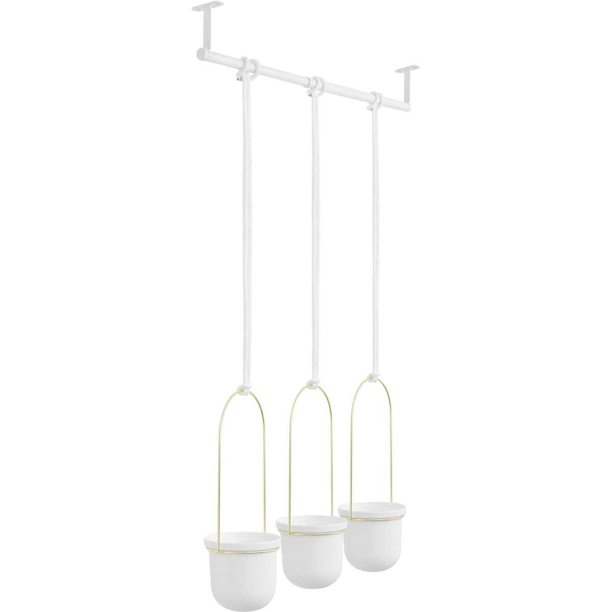 Lot de 3 pots suspendus triflora plastique blanc Lot de 3 pots suspendus triflora plastique blanc