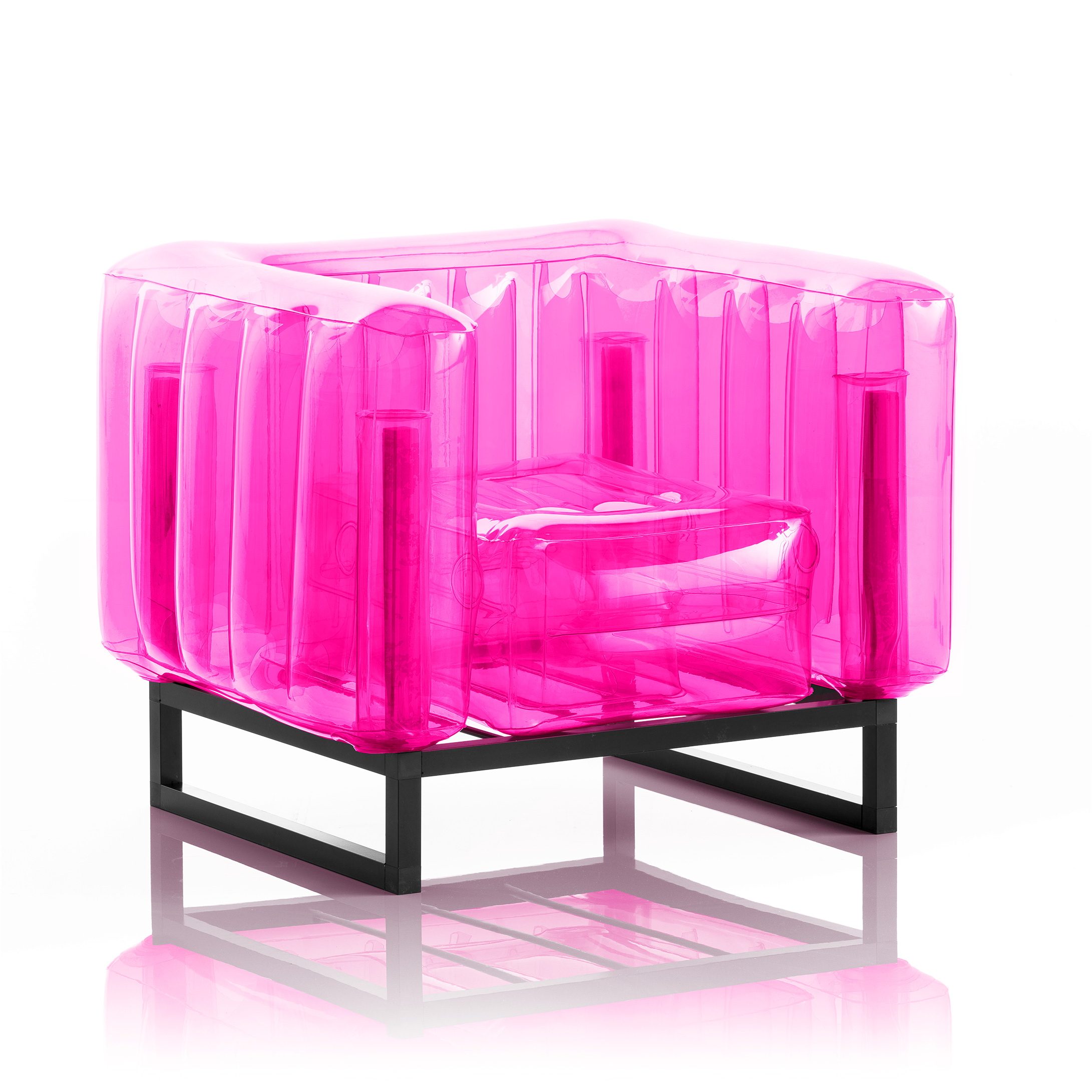Canapé 2 places cadre bois assise thermoplastique rose crystal Canapé 2 places cadre bois assise thermoplastique rose crystal
