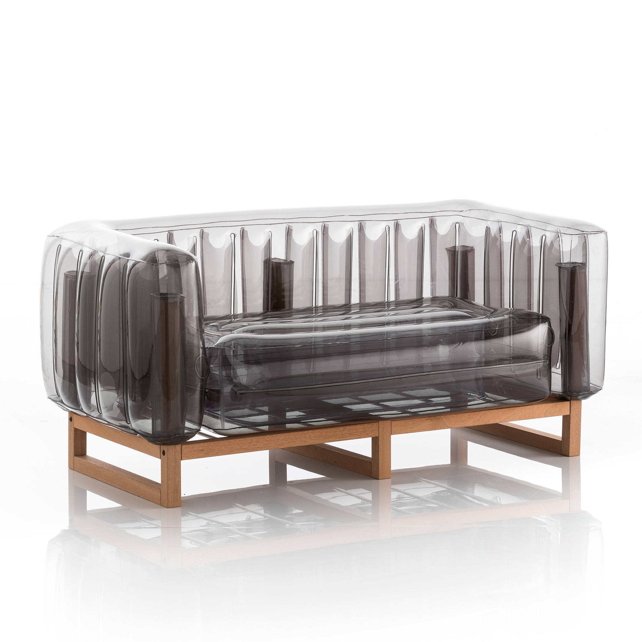 CanapÃ© 2 places cadre bois assise thermoplastique noir crystal