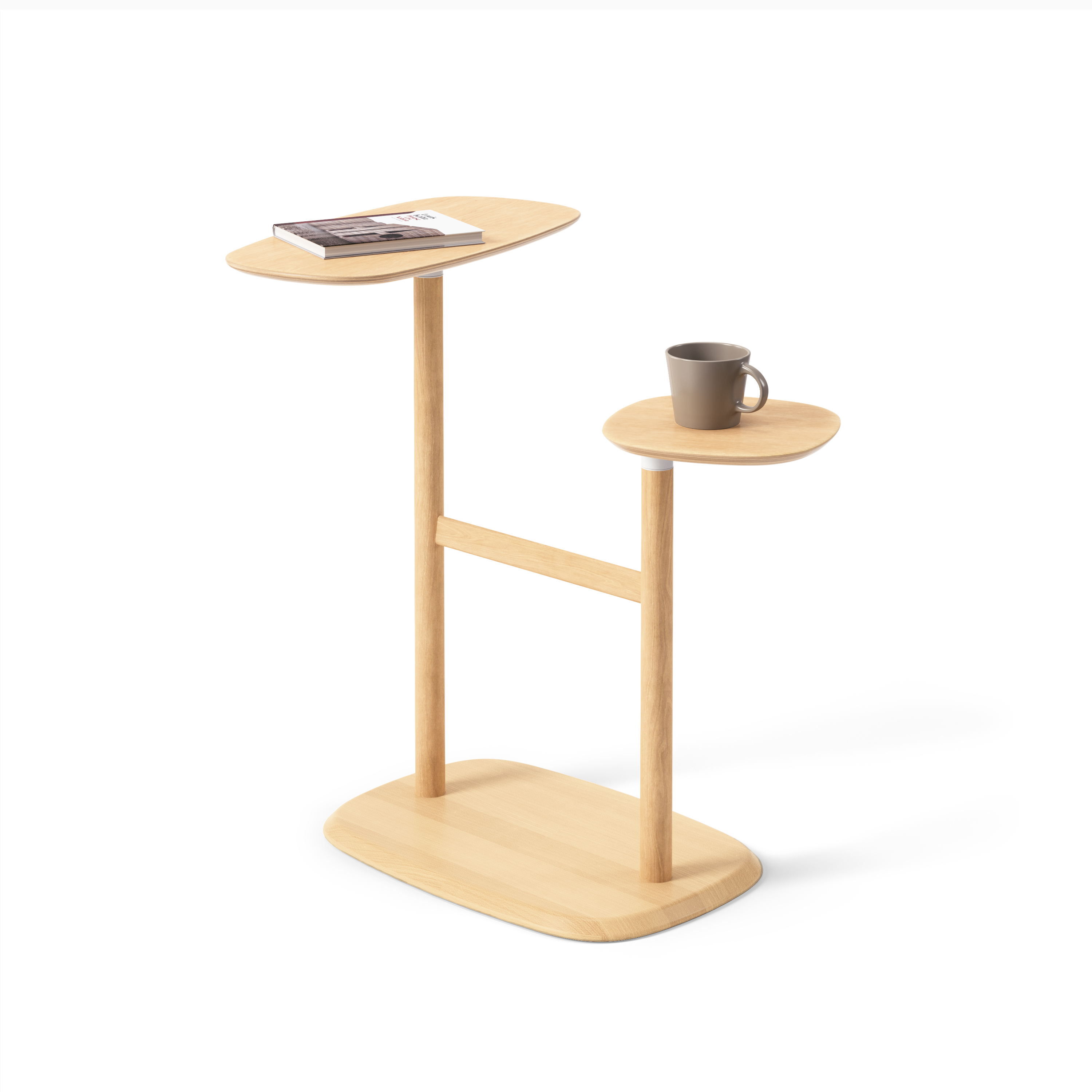 Table d'appoint double et pivotante, en bois naturel