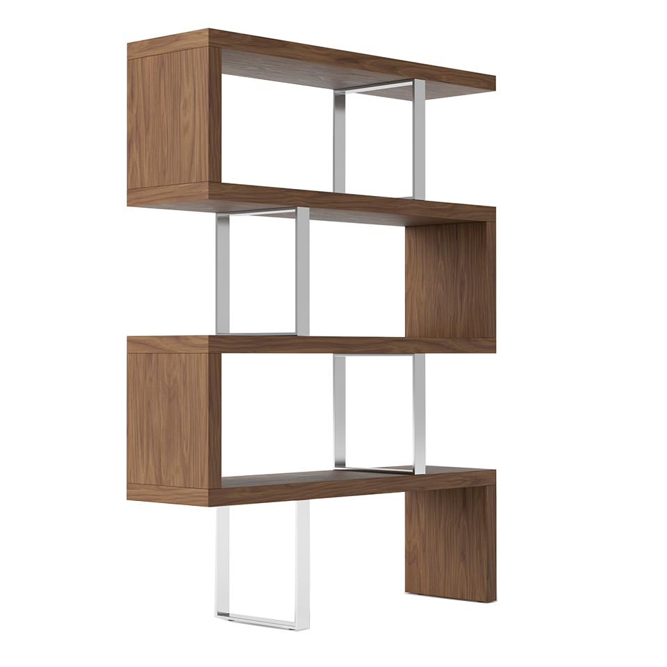 Etagère placage noyer et acier H170 Etagère placage noyer et acier H170