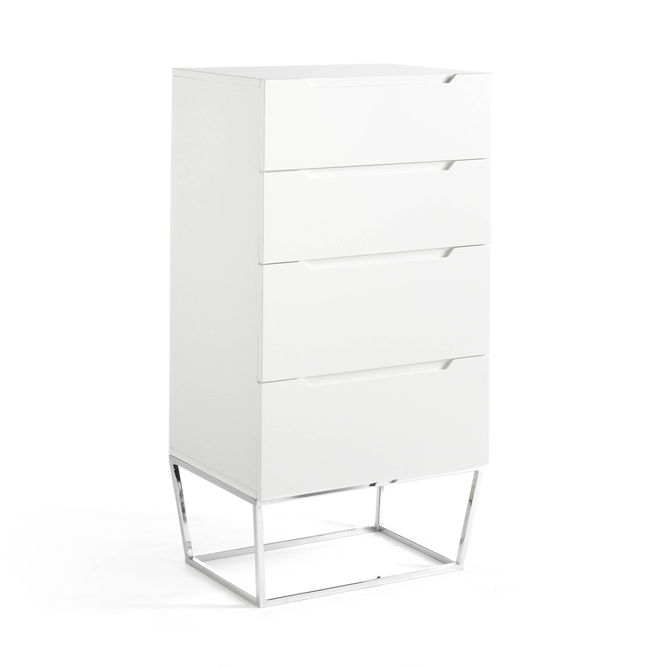 Chiffonnier laqué blanc 4 tiroirs