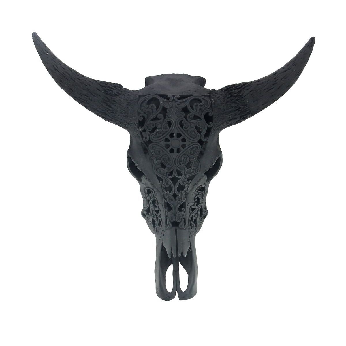 Crâne de bison en résine noire mate H59cm