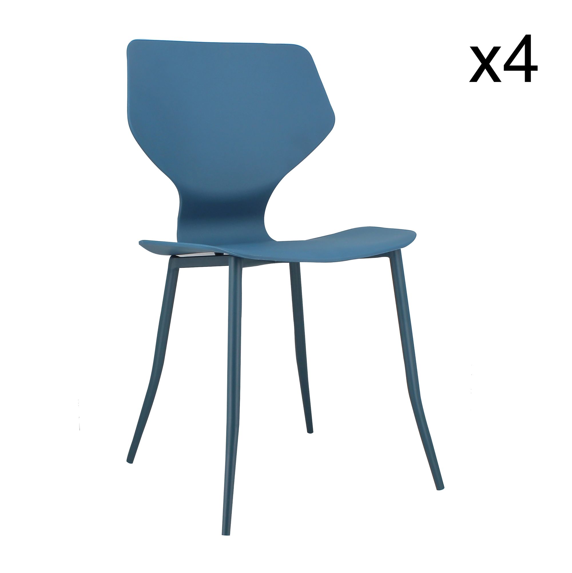 Lot de 4 chaises bleu cobalt Lot de 4 chaises bleu cobalt