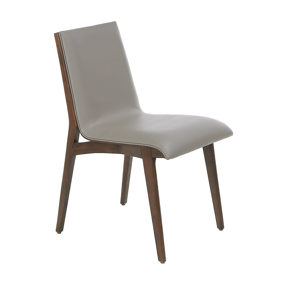 Chaise en simili cuir et bois noyer