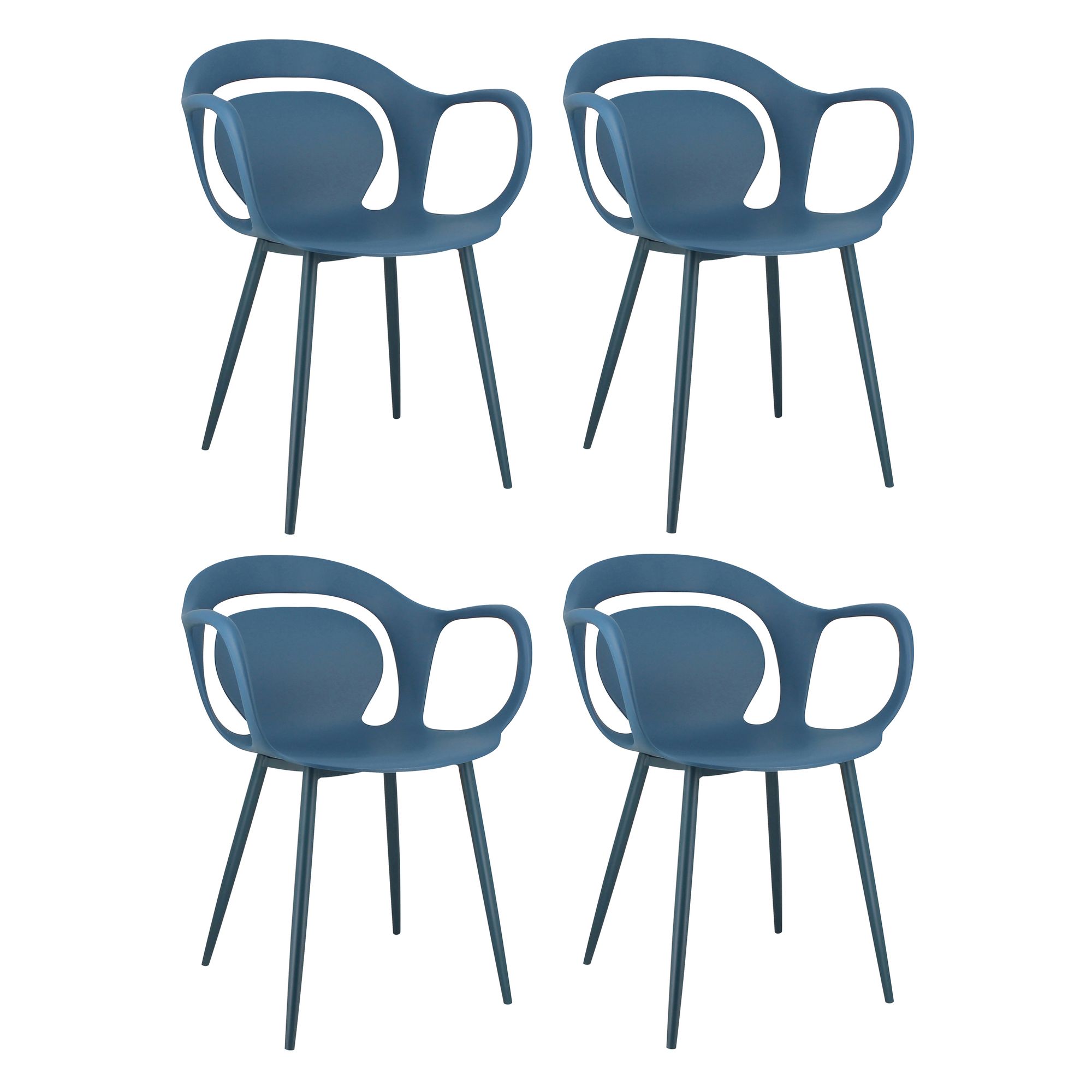Lot de 4 fauteuils de table bleu cobalt Lot de 4 fauteuils de table bleu cobalt