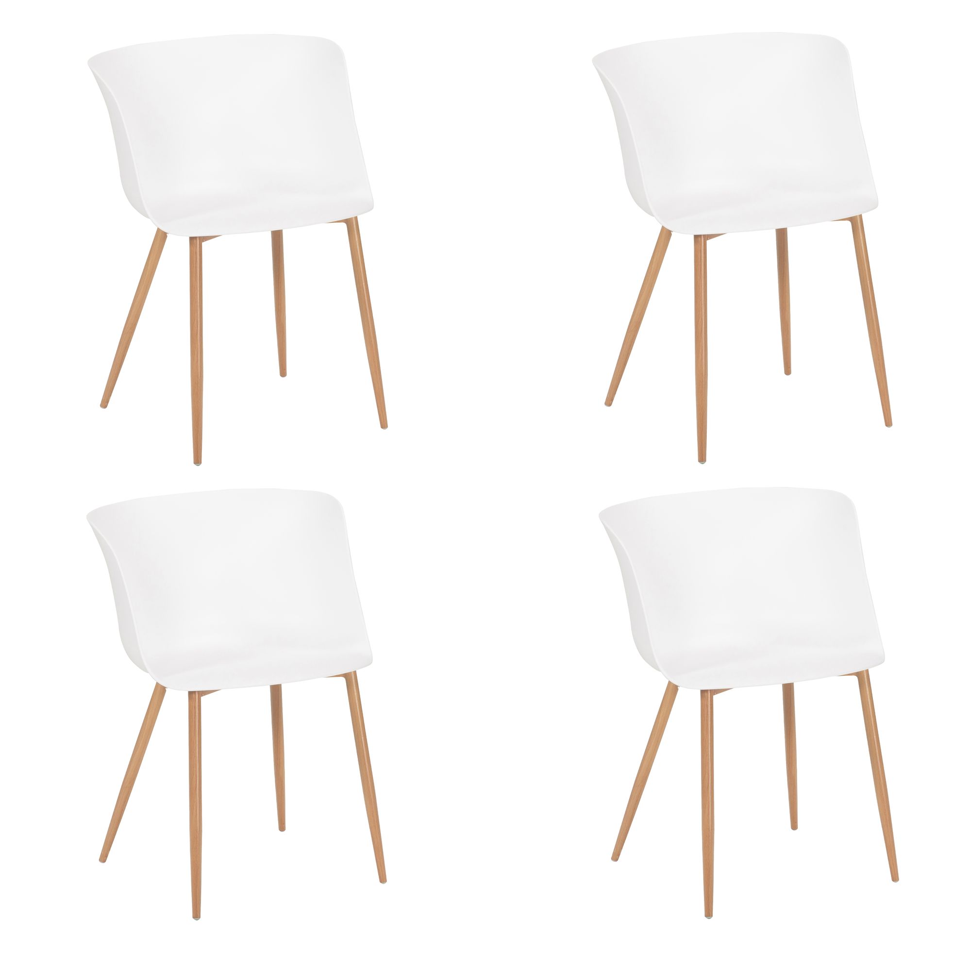 Lot de 4 fauteuils de table blanc mat Lot de 4 fauteuils de table blanc mat