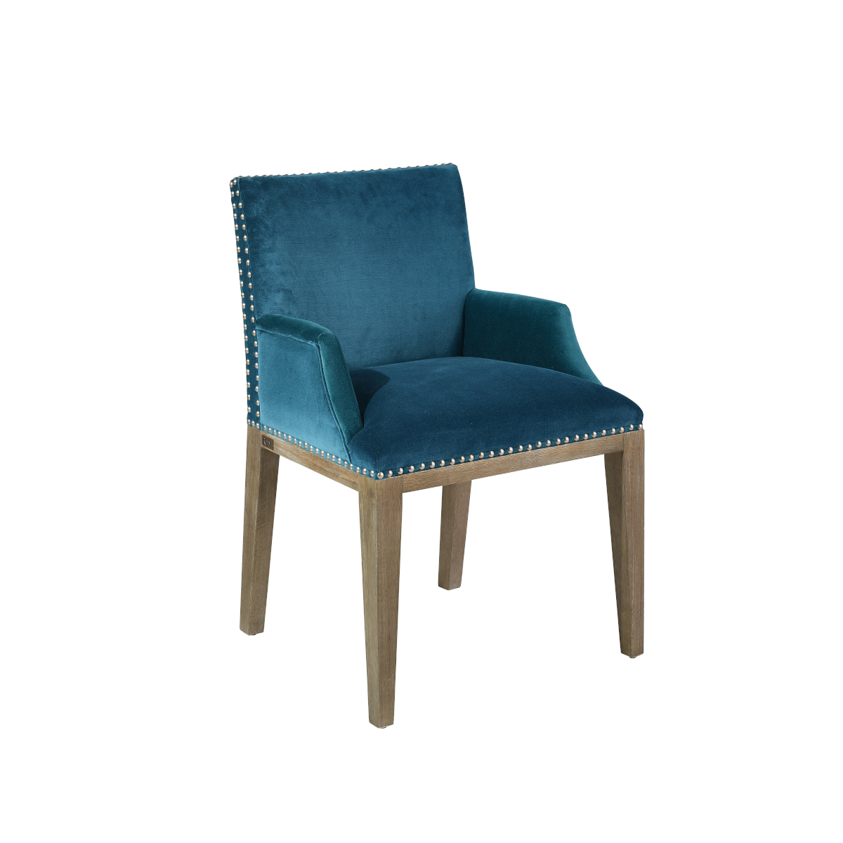 Fauteuil de table en velours bleu canard Fauteuil de table en velours bleu canard