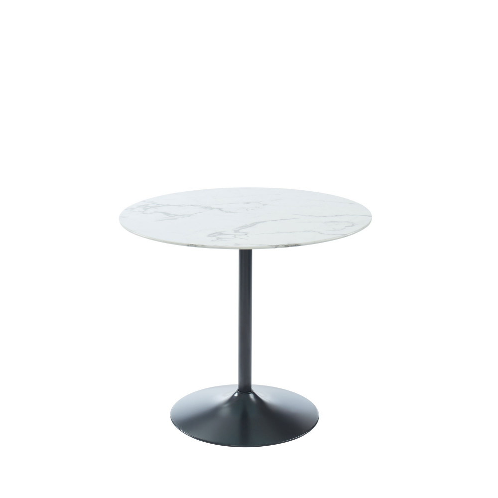 Table de bistrot ronde verre et métal noir blanc