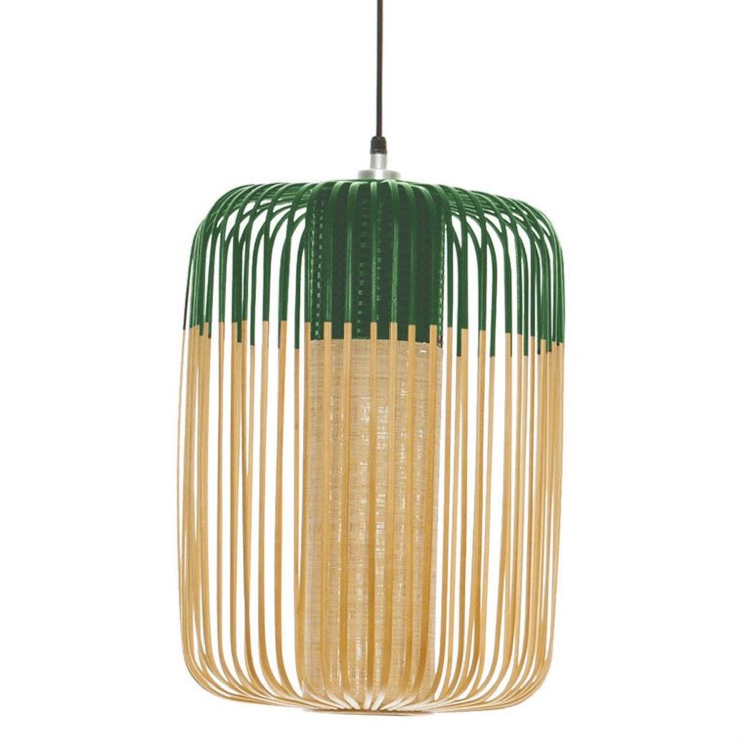 Suspension bambou vert D35cm H50cm