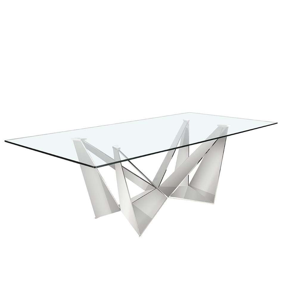 Table L240 en verre trempé et en acier inoxydable