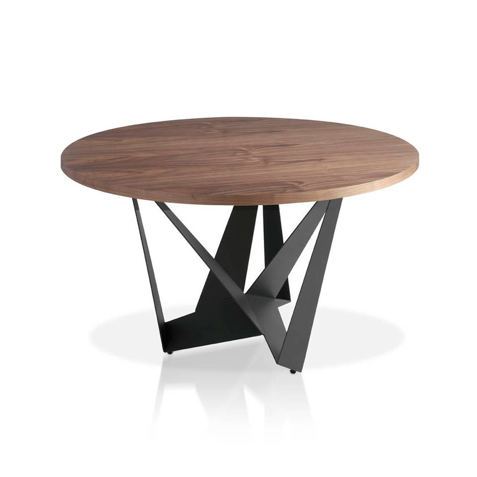 Table placage noyer et structure en acier laqué noir mat