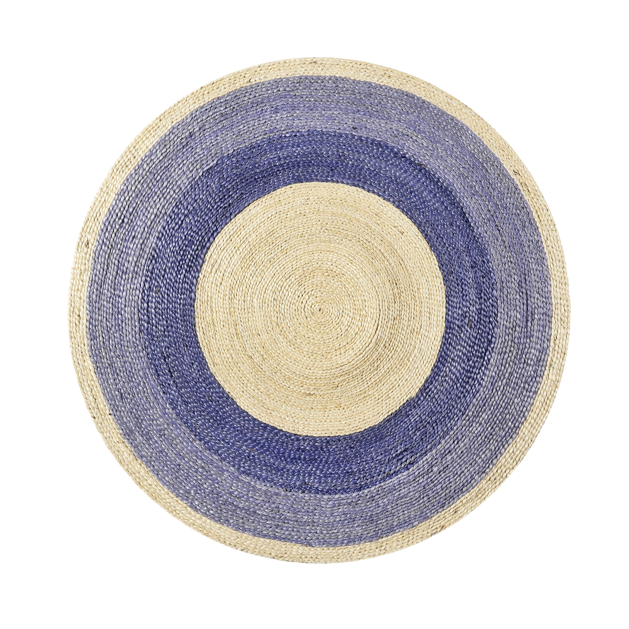 Tapis rond en jute tressée naturelle et bleu pour chambre, salon D100 Tapis rond en jute tressée naturelle et bleu pour chambre, salon D100