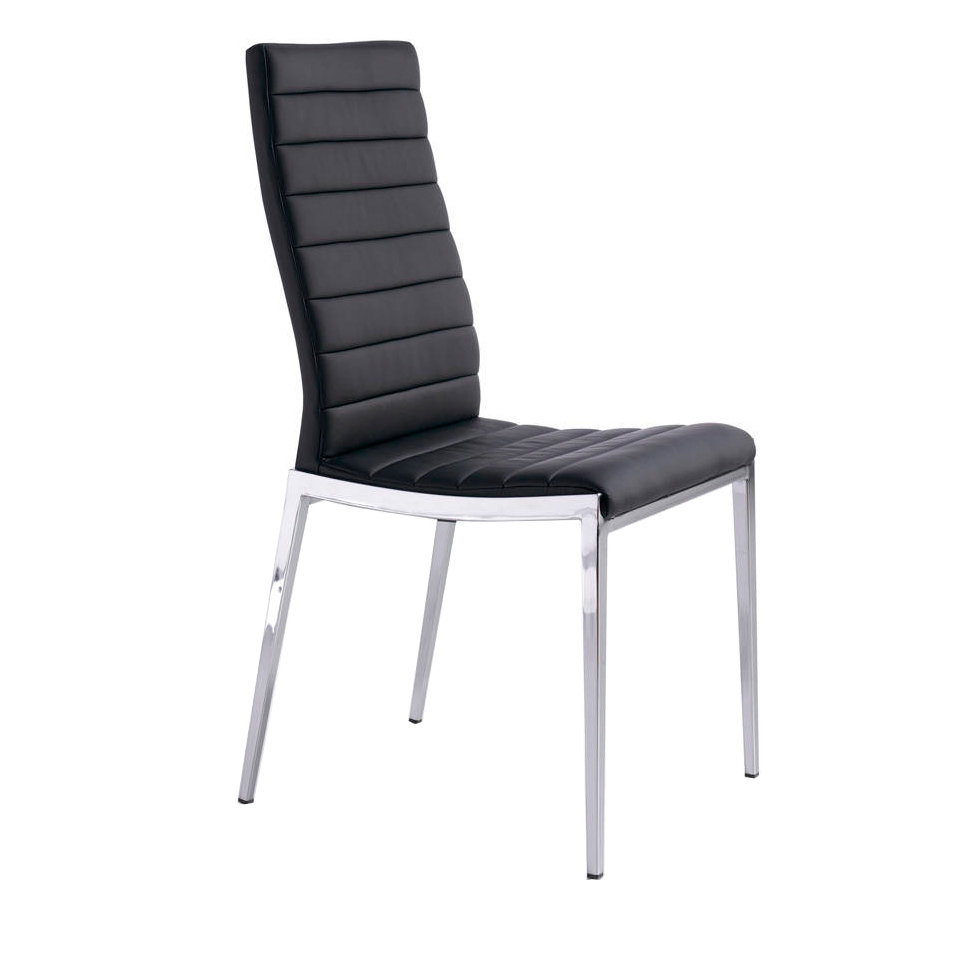 Chaise design effet cuir noire et pieds en acier