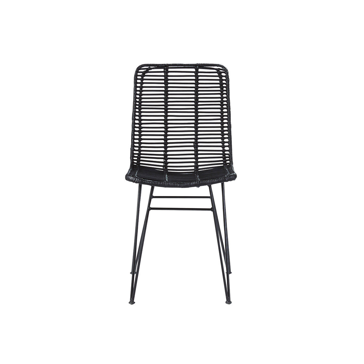 Chaise en rotin et métal noire