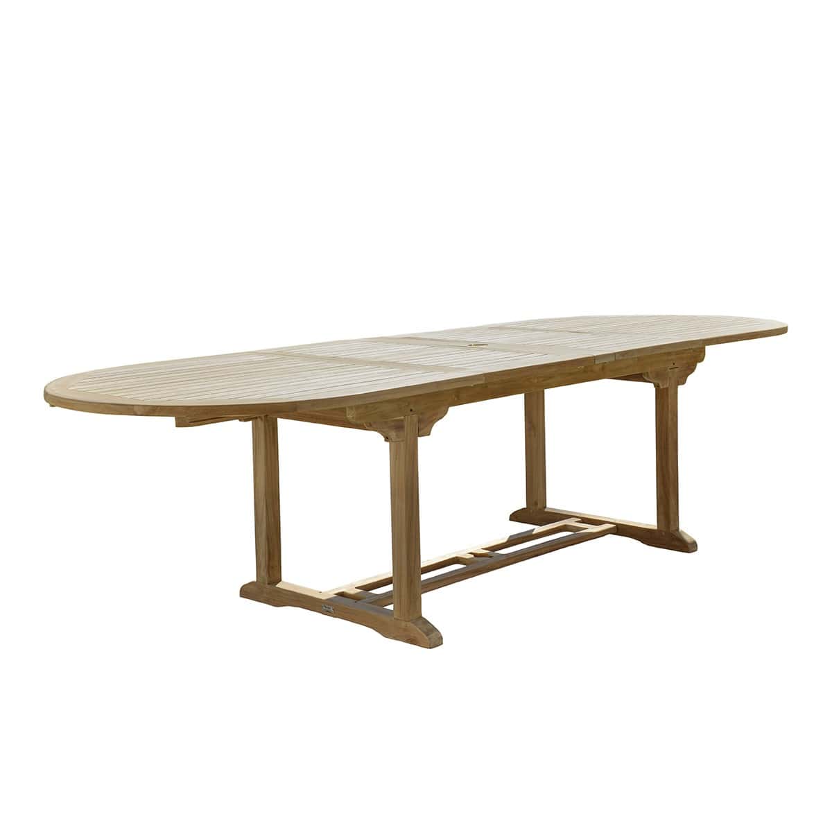 Table de jardin en teck massif extensible ovale 10/12 pers.