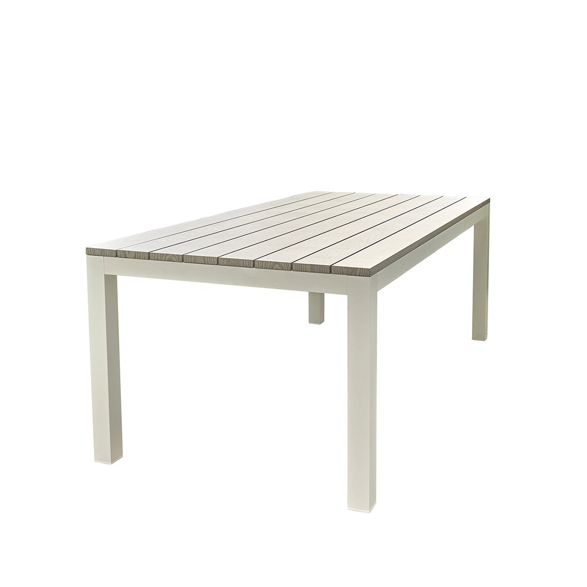 Table de jardin en aluminium blanc et gris 8 places