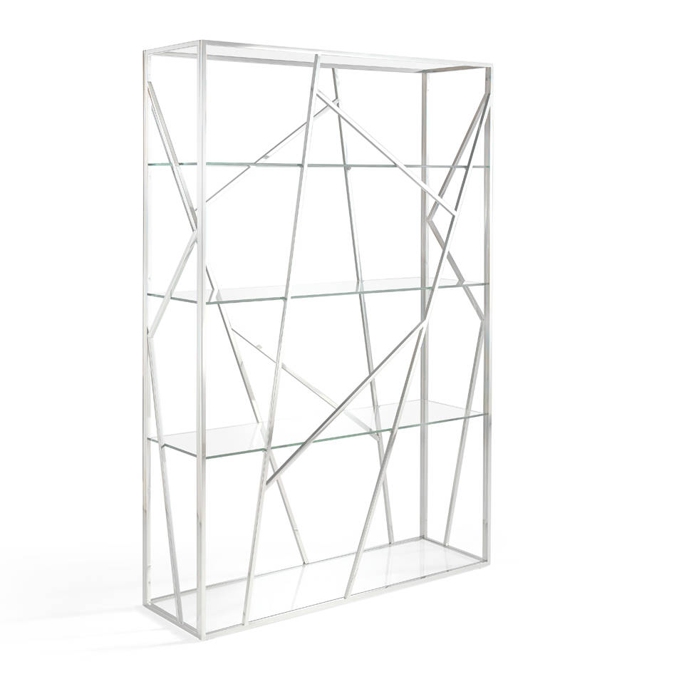 Etagère avec structure en acier et tablettes en verre trempé H180 Etagère avec structure en acier et tablettes en verre trempé H180