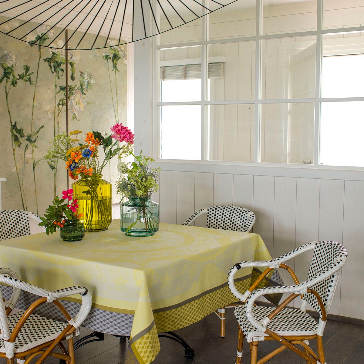 Nappe fantaisie en coton jaune 175x320 Nappe fantaisie en coton jaune 175x320