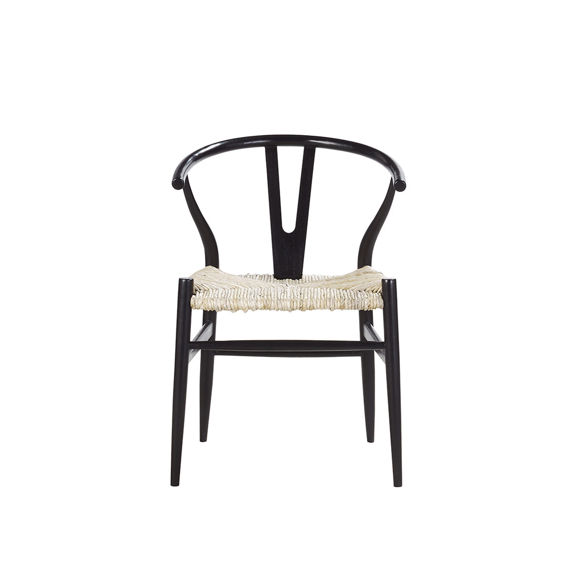 Chaise noire assise tissée en mindy