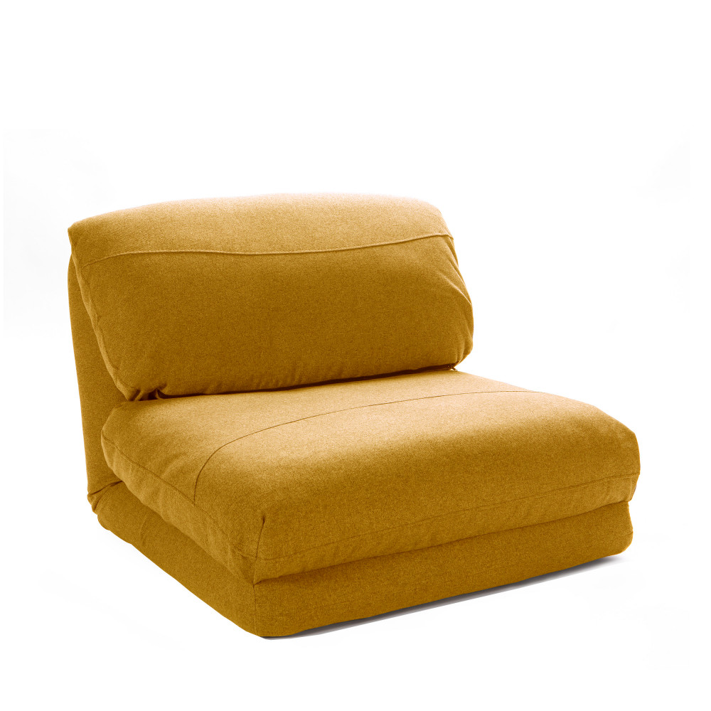 Chauffeuse convertible 1 place en tissu jaune Chauffeuse convertible 1 place en tissu jaune