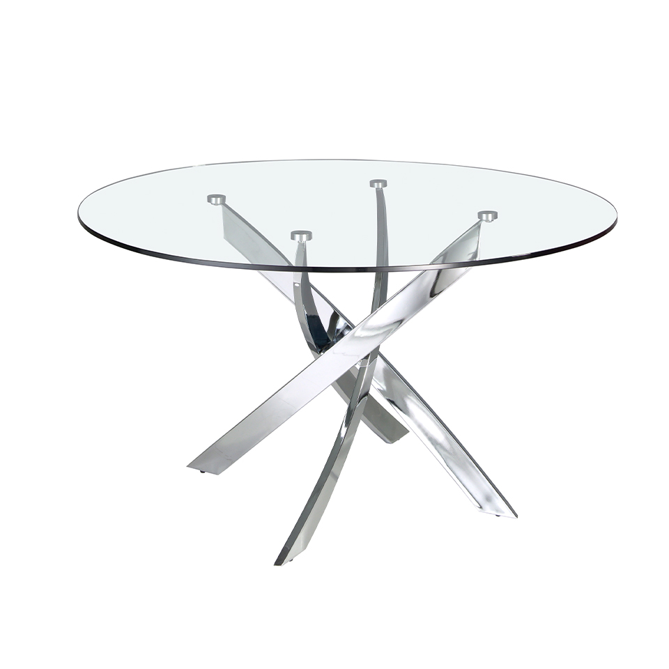 Table en verre trempé et base en acier inoxydable D120