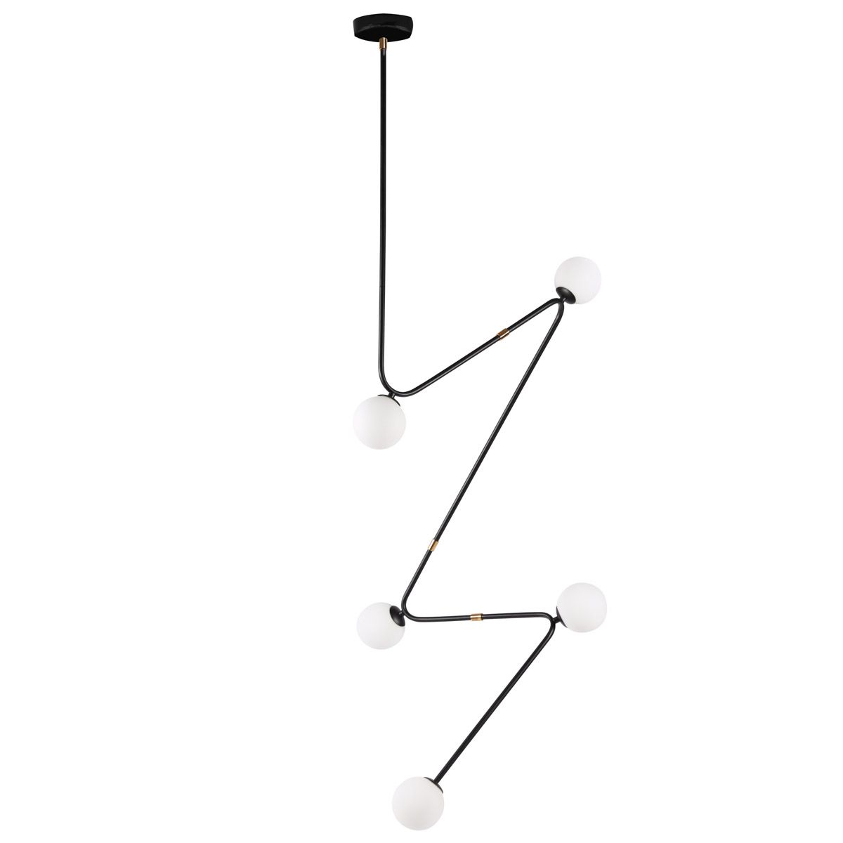 Suspension en fer et verre noir en forme graphique
