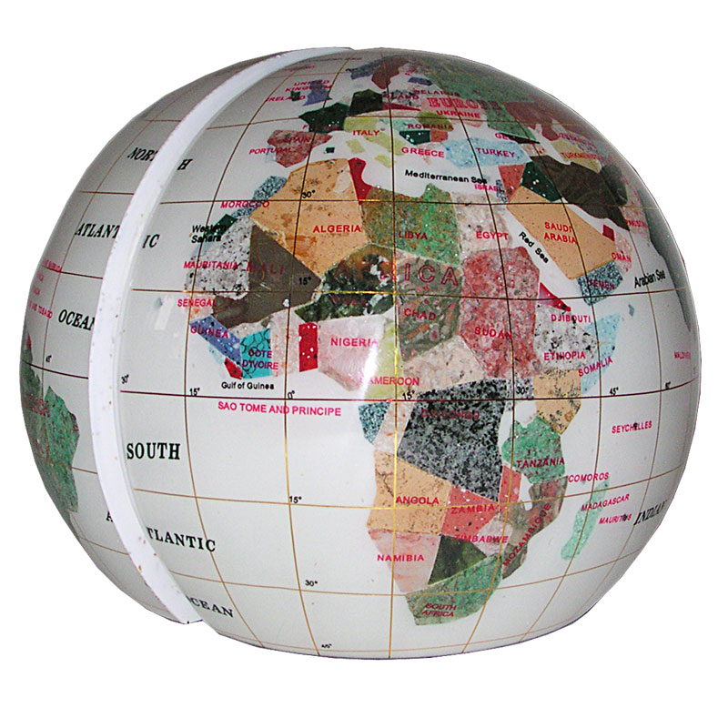 Serre livres globe terrestre en pierres fines blanc Serre livres globe terrestre en pierres fines blanc