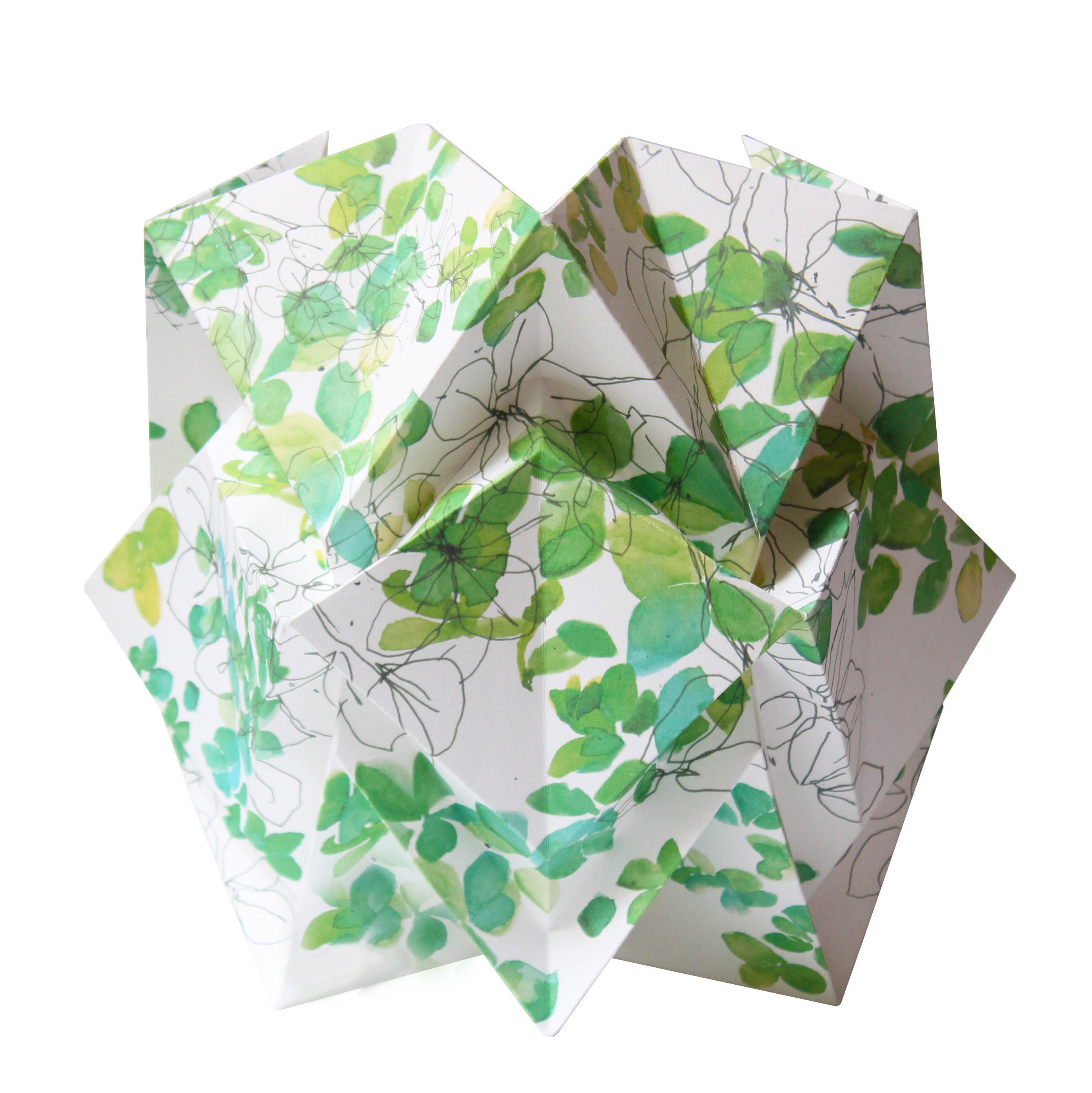 Lampe de table origami en papier motif printemps taille M Lampe de table origami en papier motif printemps taille M