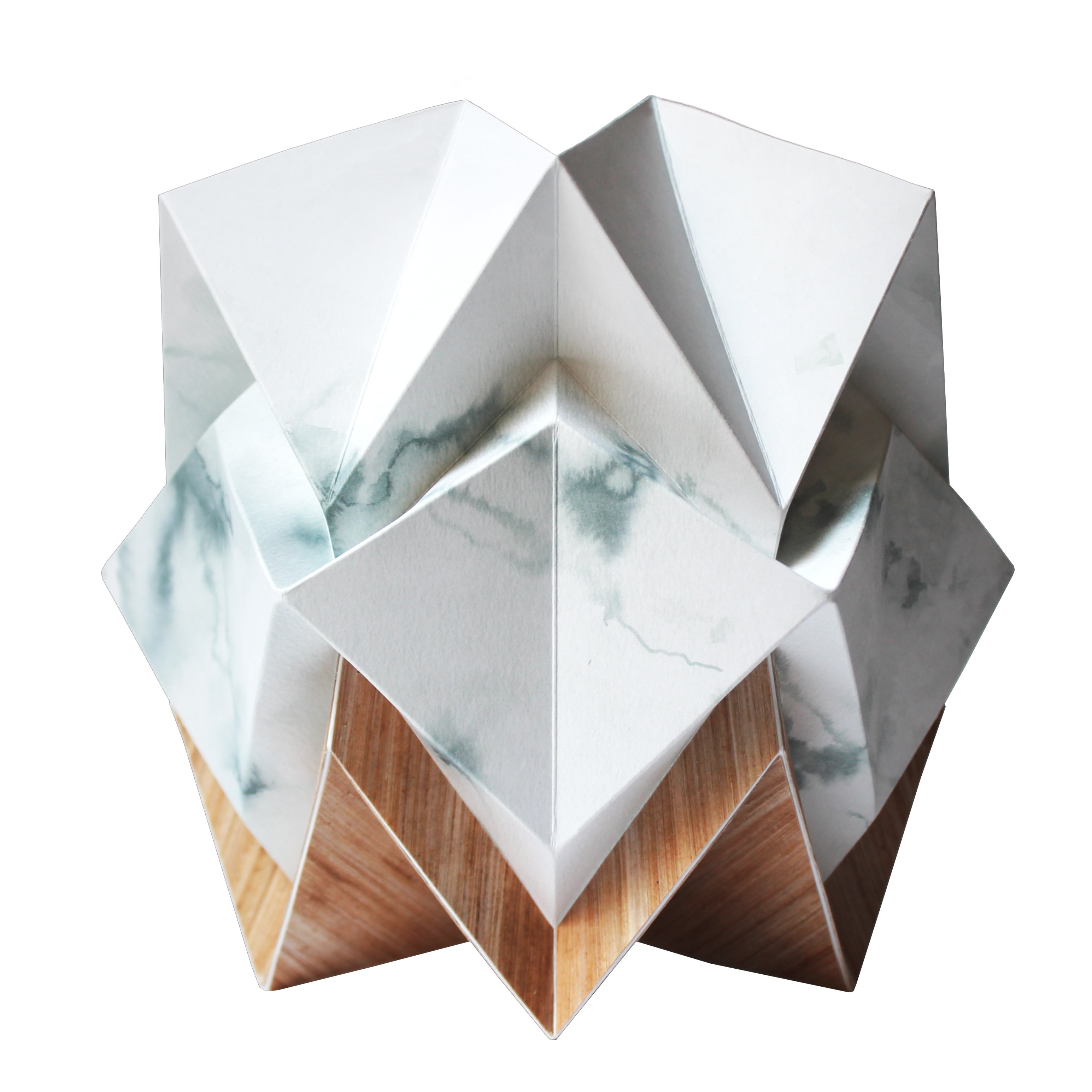 Lampe de table origami ecowood et papier motif hiver taille S Lampe de table origami ecowood et papier motif hiver taille S