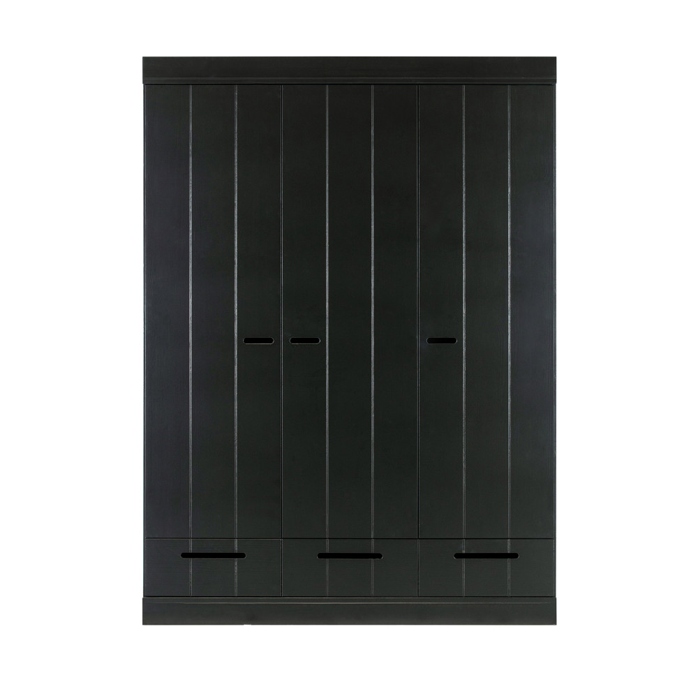 Armoire vestiaire 3 portes et 3 tiroirs noir Armoire vestiaire 3 portes et 3 tiroirs noir