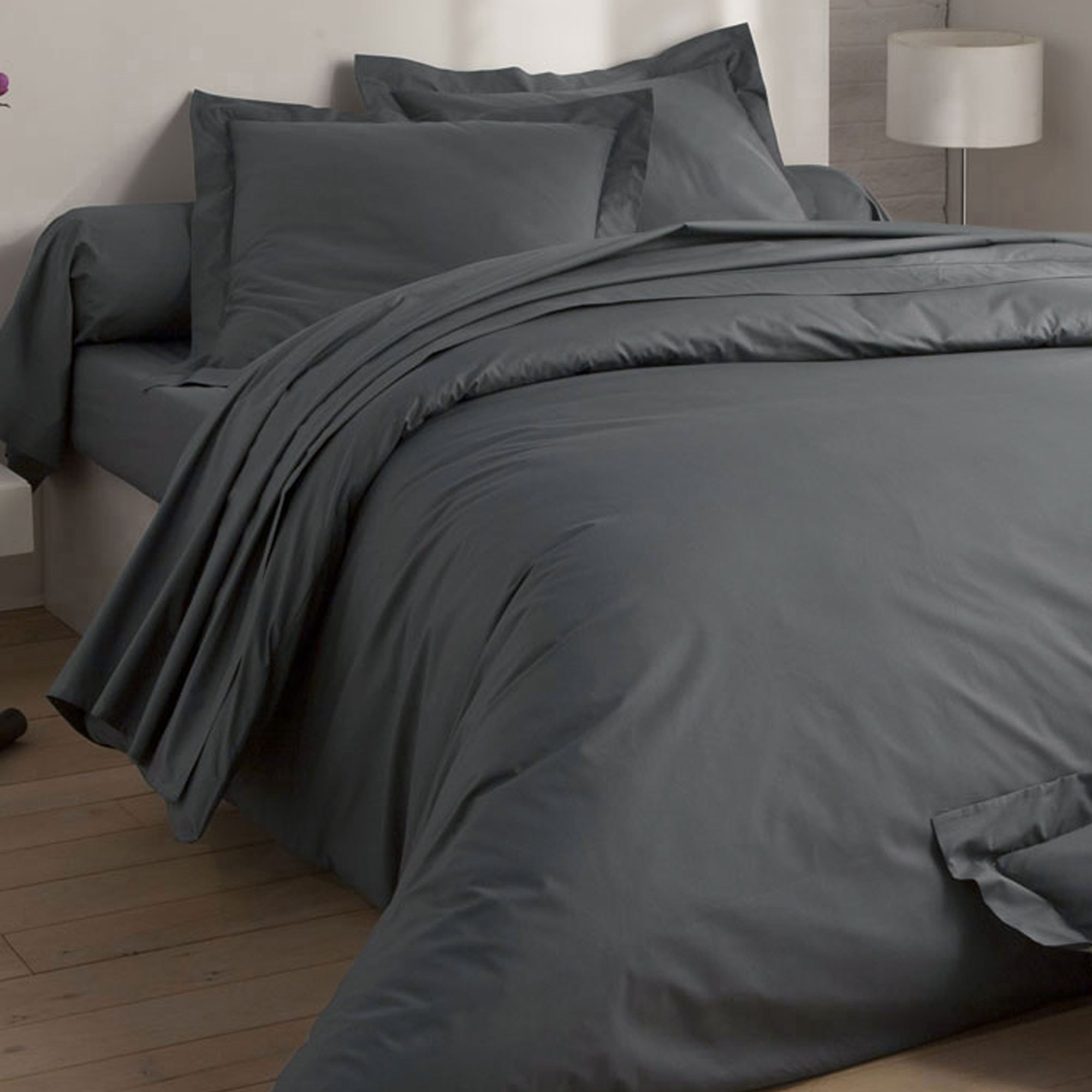Taie d'oreiller 50x70 en percale de coton gris souris Taie d'oreiller 50x70 en percale de coton gris souris
