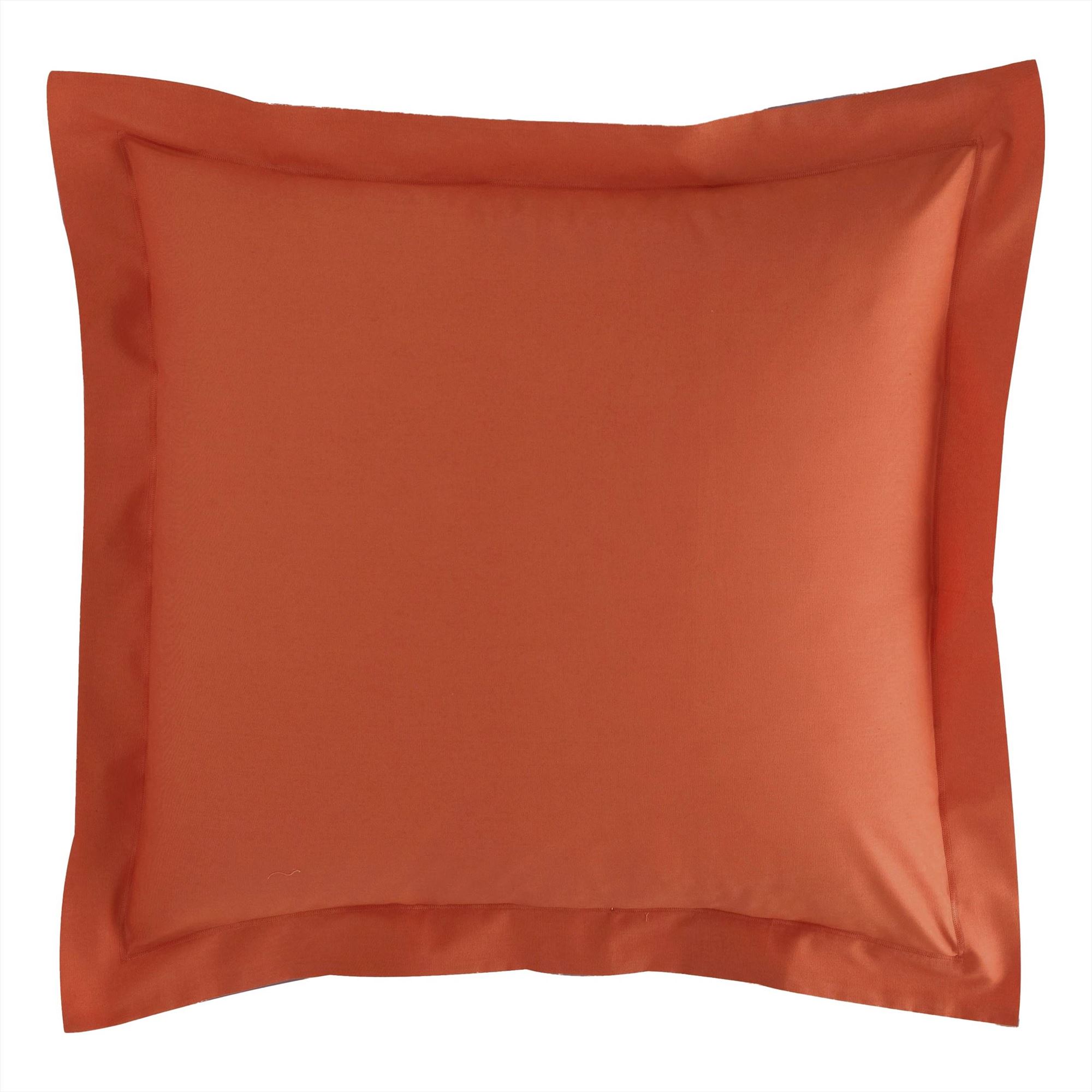 Taie d'oreiller 50x70 en percale de coton orange terracotta Taie d'oreiller 50x70 en percale de coton orange terracotta
