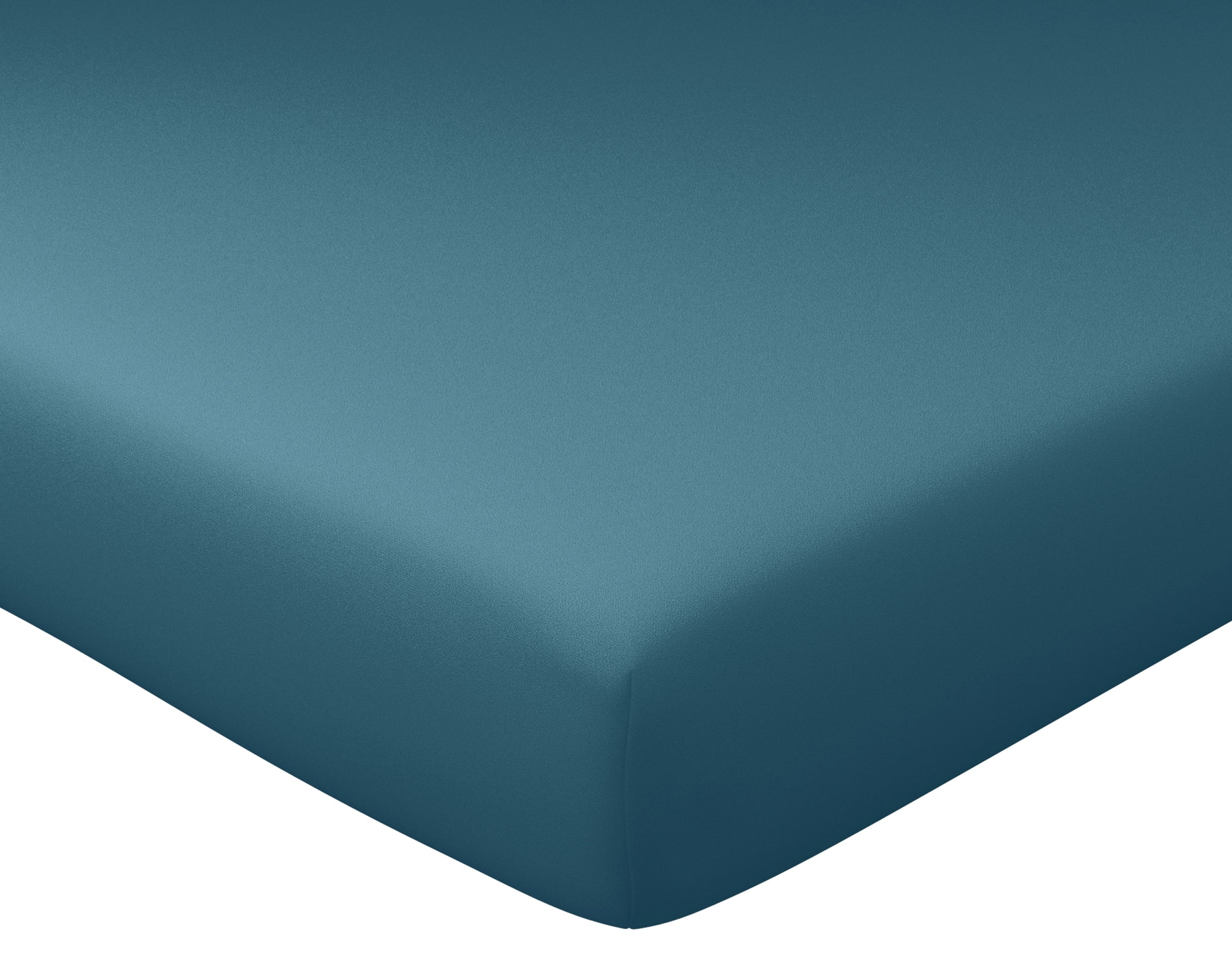 Drap-housse 140x190 en percale de coton bleu canard (photo) Drap-housse 140x190 en percale de coton bleu canard