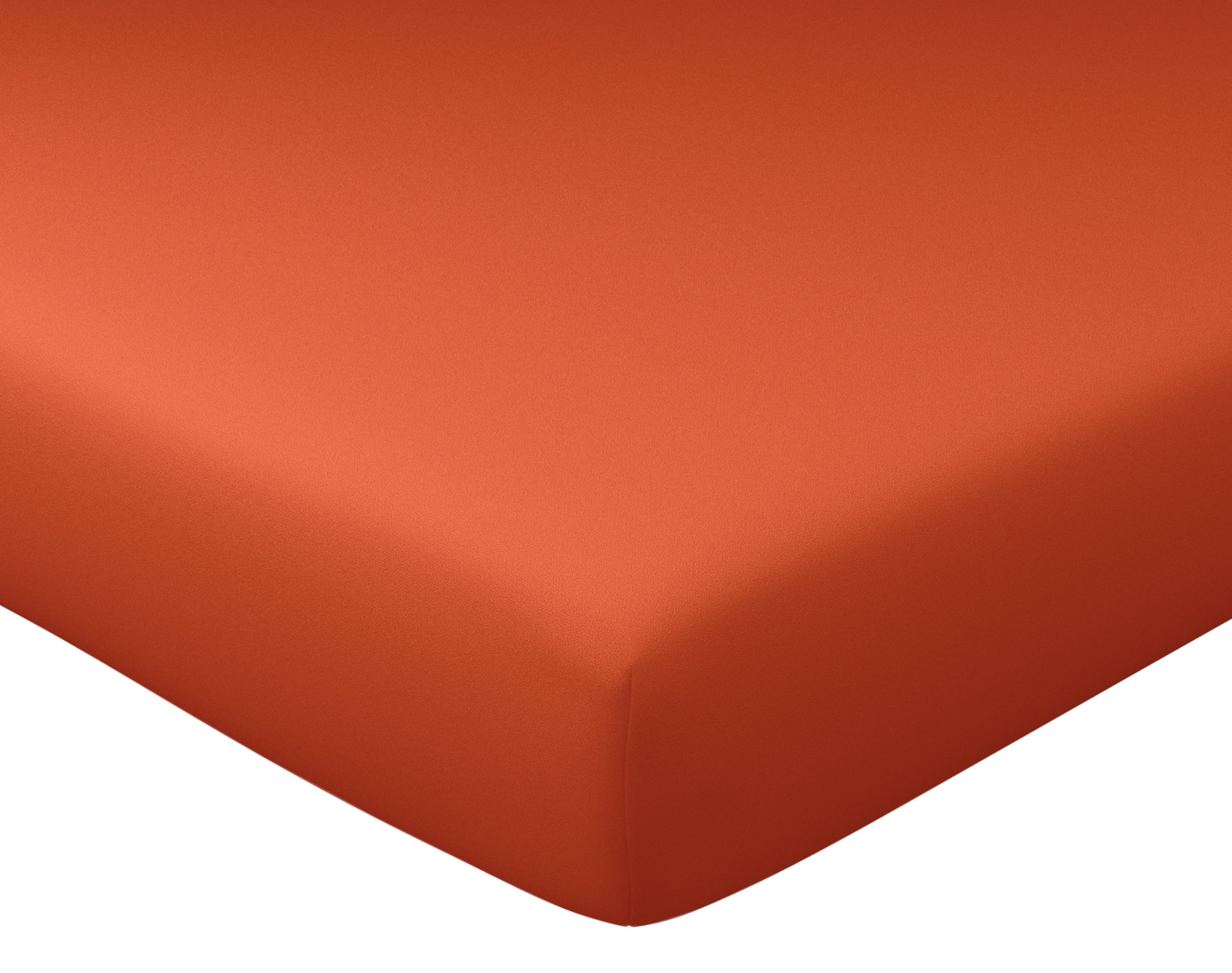 Drap-housse 90x190 en percale de coton orange terracotta (photo) Drap-housse 90x190 en percale de coton orange terracotta