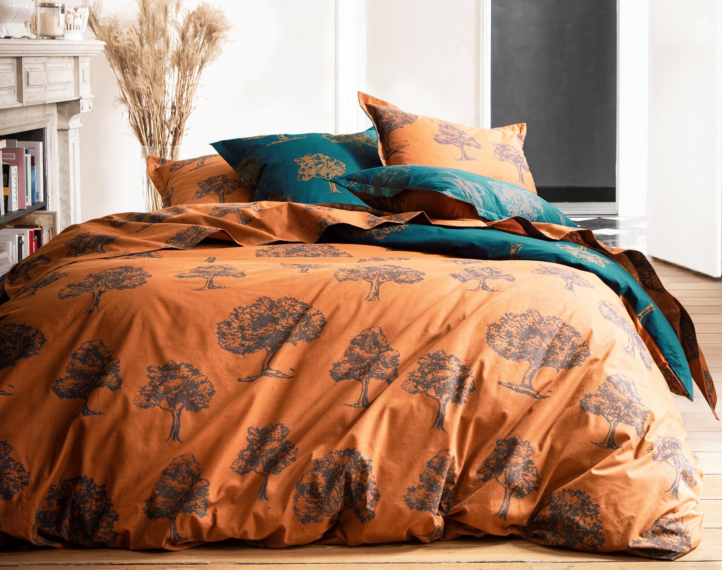 Housse de couette 140x200 en coton marron caramel Housse de couette 140x200 en coton marron caramel