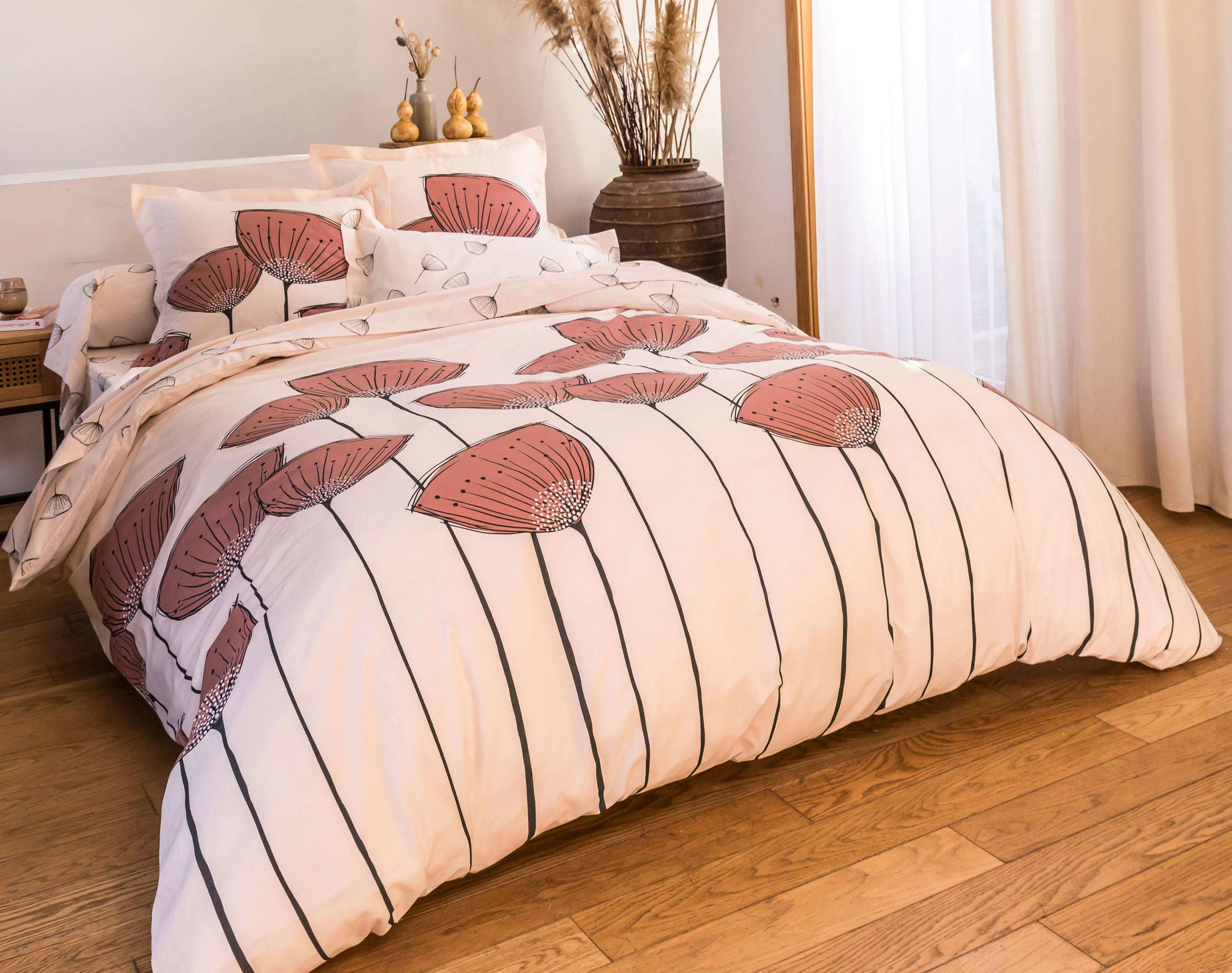 Housse de couette 260x240 en coton rose Housse de couette 260x240 en coton rose